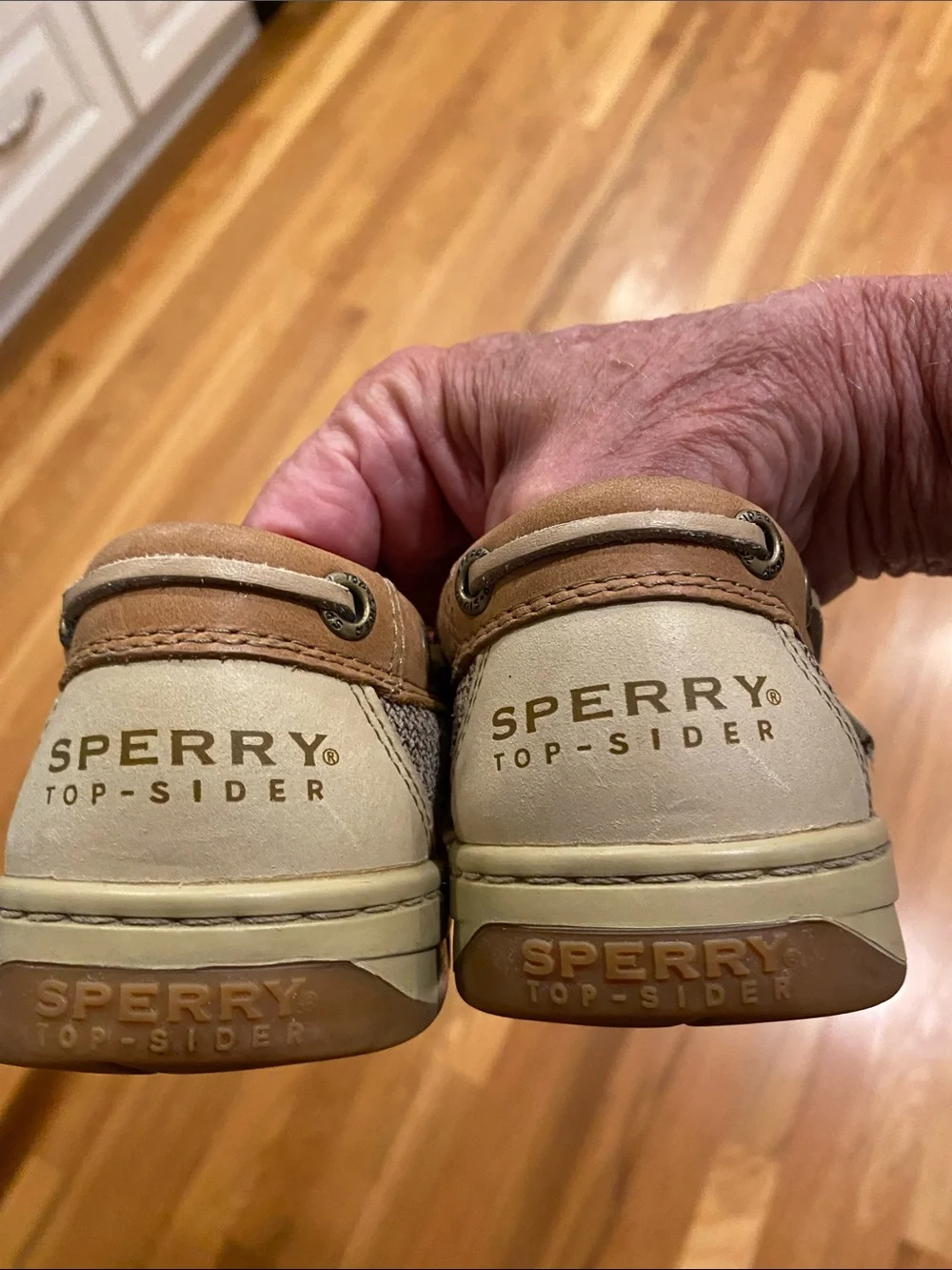 Sperry Women's Tan & Cream Leather Boat Loafers shoes size 7
